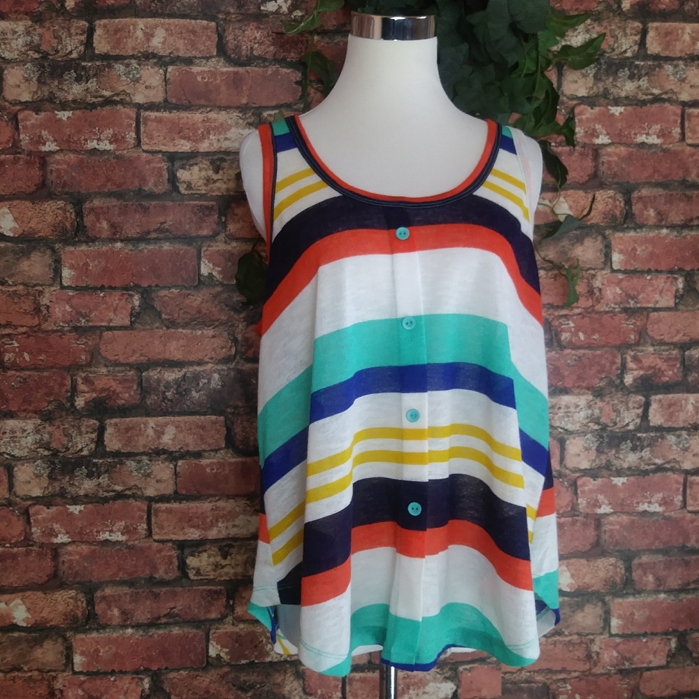 🌷Timing sleeveless sheer Knit Stretch Tank‎ top XL